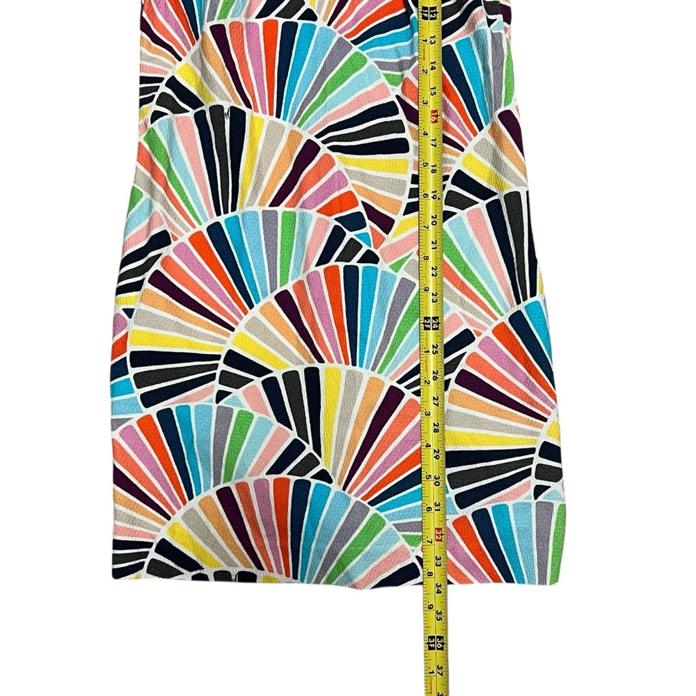 Trina Turk Multicolor Fan Print Sheath Dress Sleeveless Pockets Cotton Size 4 - Picture 11 of 16